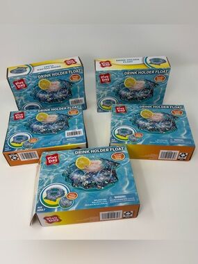 5-Pack PlayDay Mermaid Pool Drink Holders with Glitter | New In Box Inflatable